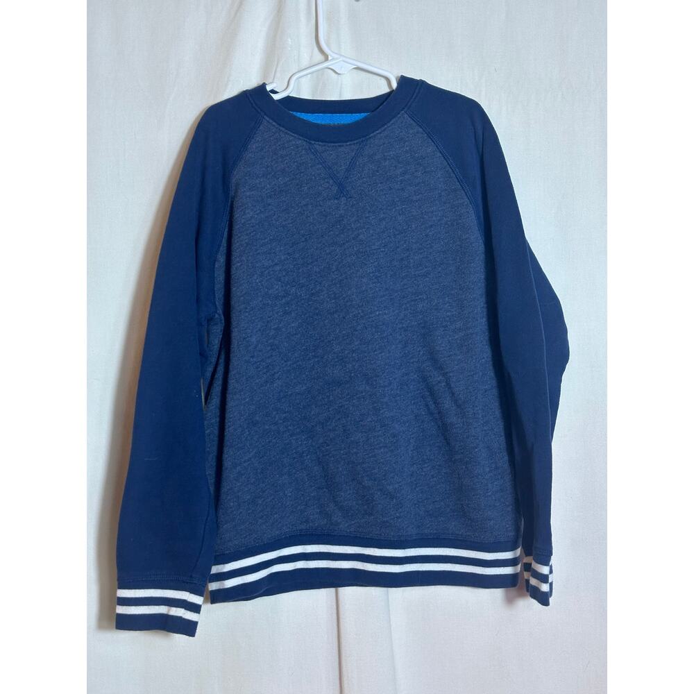 Athletic Works Kids Fleece Crew Sweatshirt – Blue Raglan | Size L (10–12)